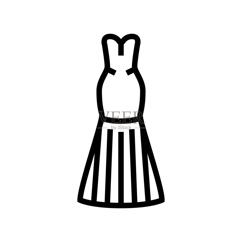 美人鱼婚纱线条图标矢量图图标素材