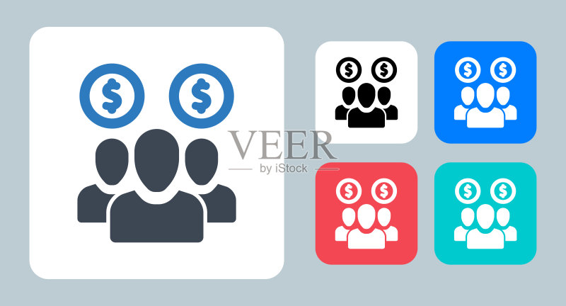 众筹图标矢量图：众筹、投资人、股东、赞助、投资、贡献等扁平化图标图标素材