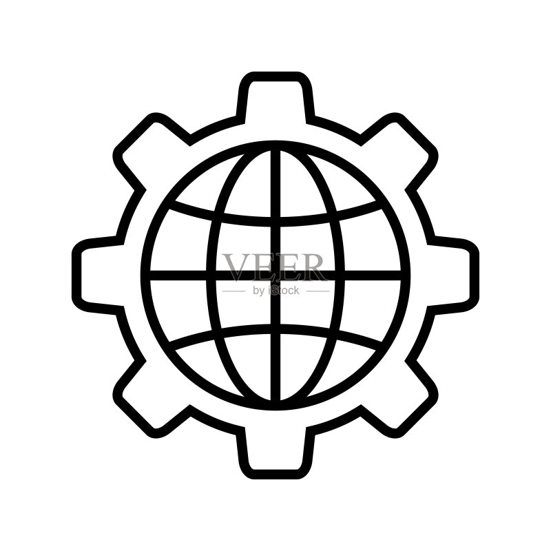 白色背景中的互联网地球图标矢量设计模板图标素材