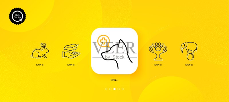 轻量级、优胜者杯和兽医诊所极简线条图标。适用于Web应用程序、印刷。矢量图图标素材