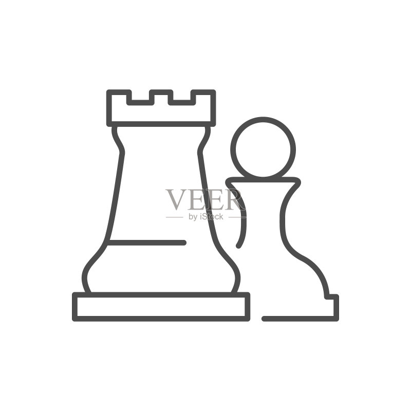 国际象棋棋子线条轮廓图标图标素材