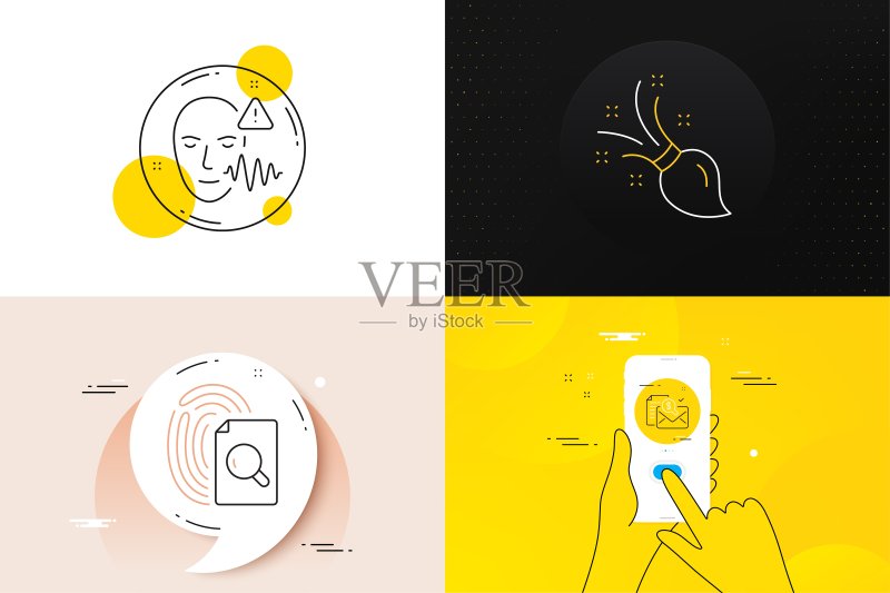 检查、画笔和声波线性图标极简集，用于Web开发，矢量素材图标素材