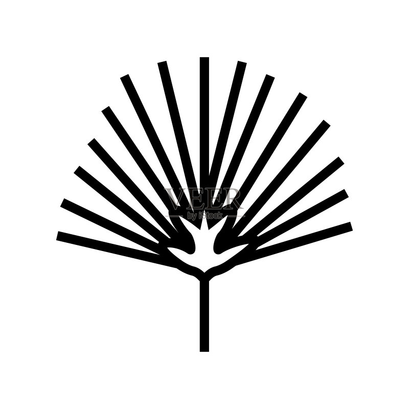 棕榈矮棕热带叶线图标矢量素材图标素材
