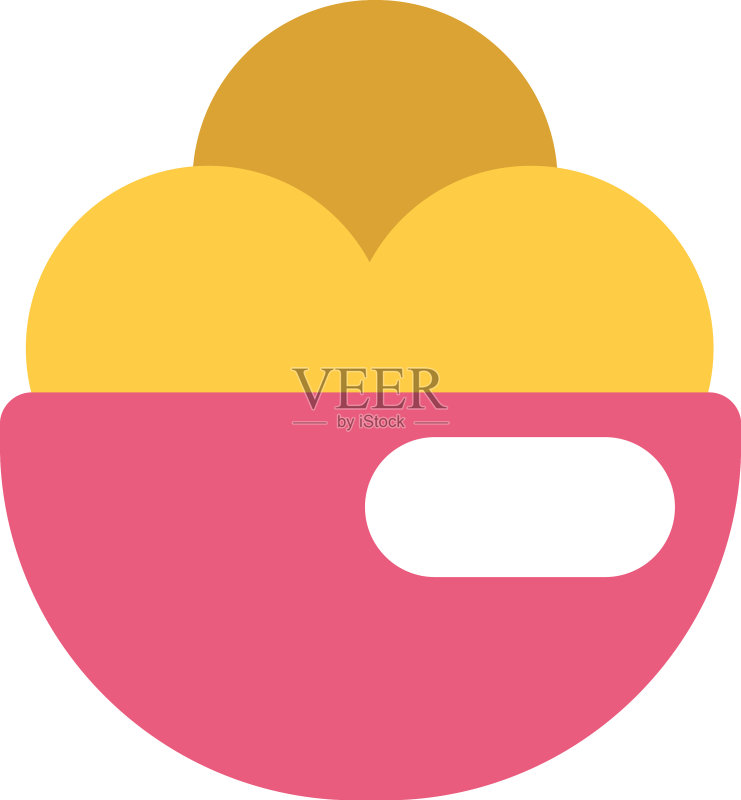 白色背景粉色碗中的黄色冰淇淋图标素材