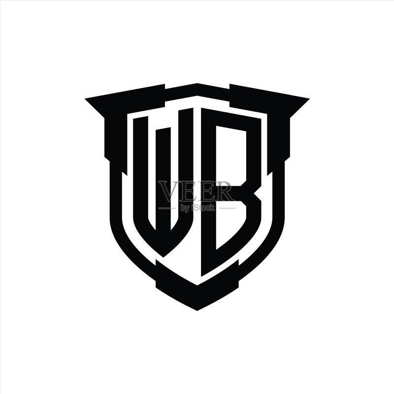 WB Logo字母组合盾牌设计图标素材