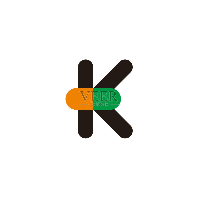 字母K彩色药丸胶囊医药logo图标素材