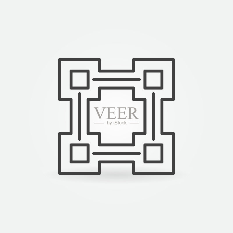 区块链线条图标-矢量区块链概念元素图标素材