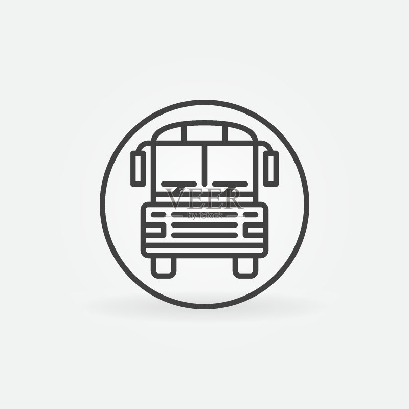 校车矢量车辆概念轮廓图标圆形图标素材