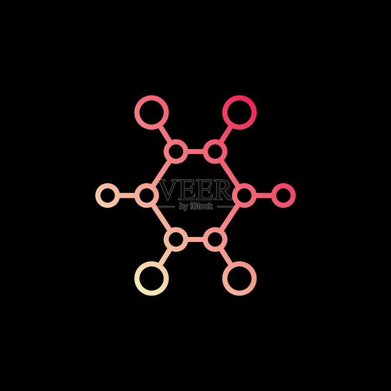 简约化学式彩色线条矢量图标：化学符号图标素材