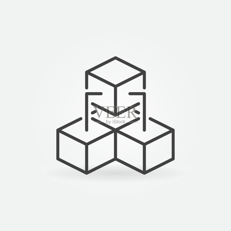 三个连接的块——区块链线性矢量概念图标图标素材