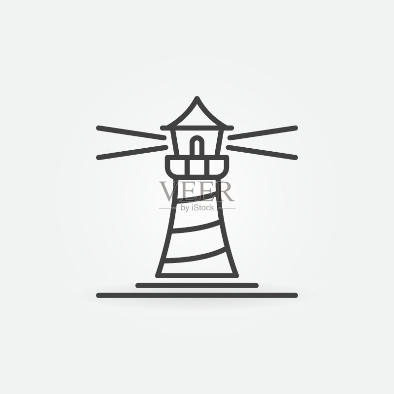 可爱的灯塔线性矢量概念图标或标志图标素材