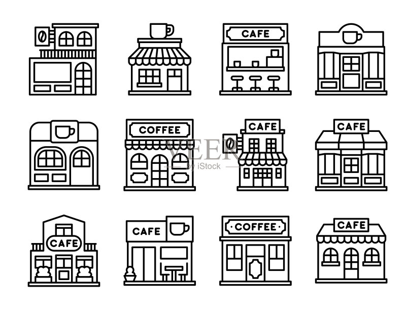 咖啡店线性图标合集2，矢量图图标素材