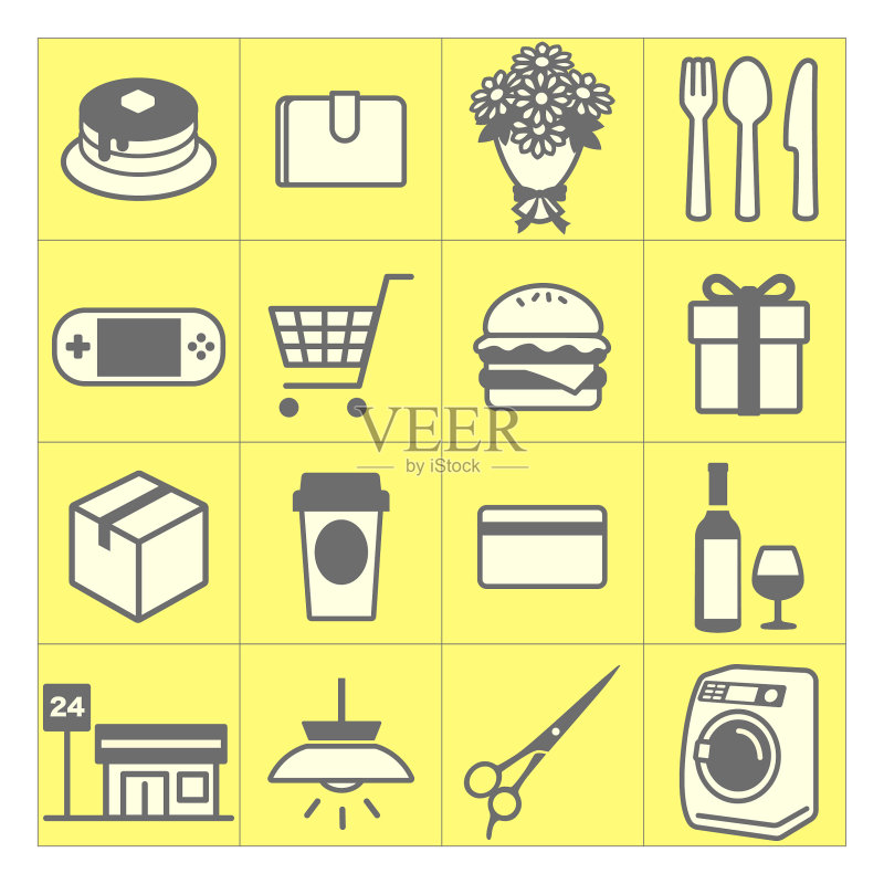 生活产品图标集（矢量插图）图标素材