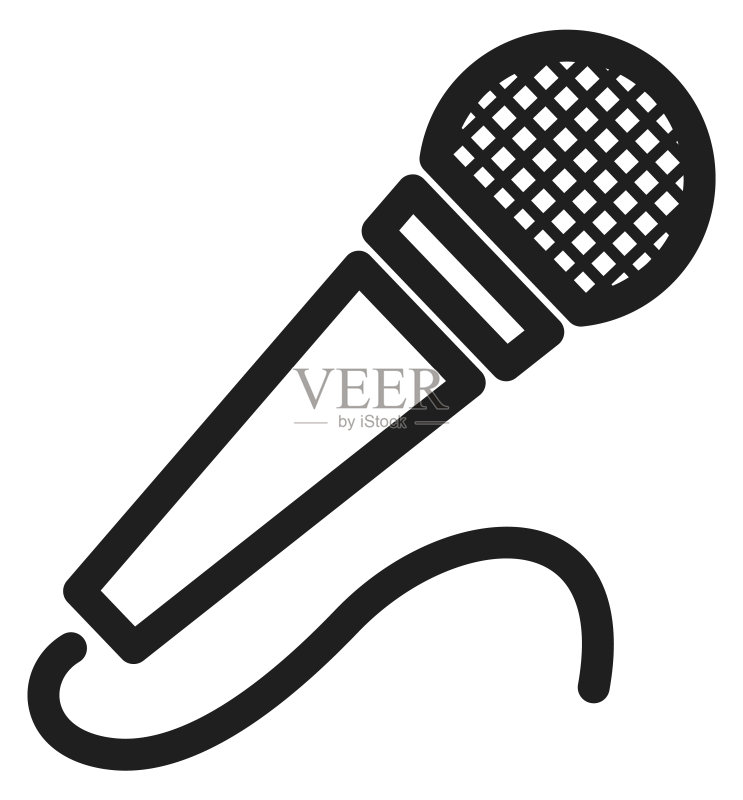 麦克风图标，声音麦克风符号，白色背景上的音频设备图标素材