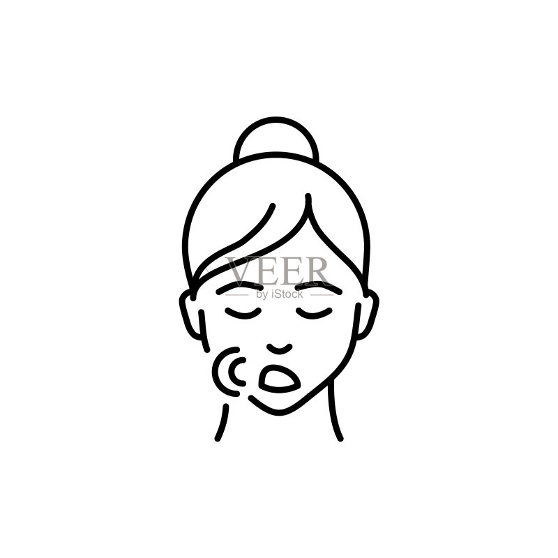 打鼾彩色线条图标，人类疾病图标素材