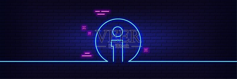 信息线图标。信息中心标志。霓虹灯发光效果。矢量图图标素材
