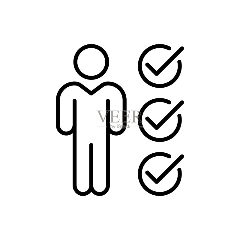 带有勾号的男人线条图标图标素材