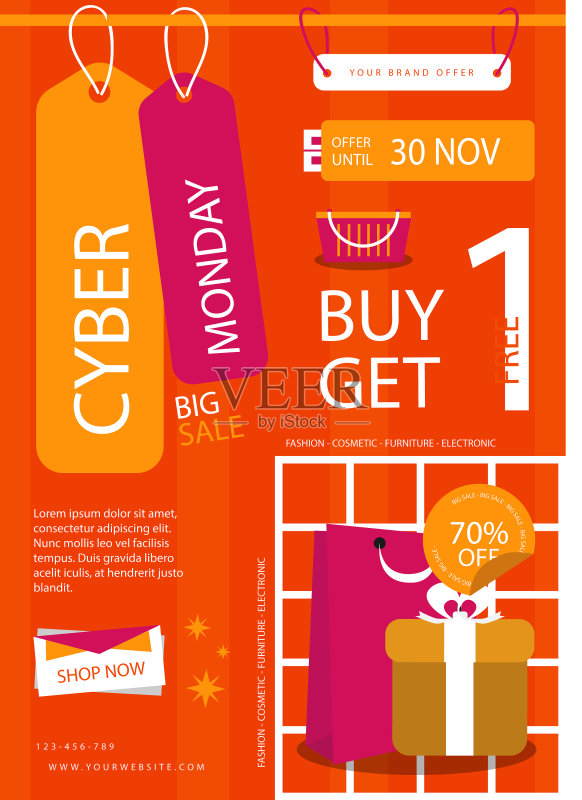 网络星期一海报或传单设计模板是正版模板素材