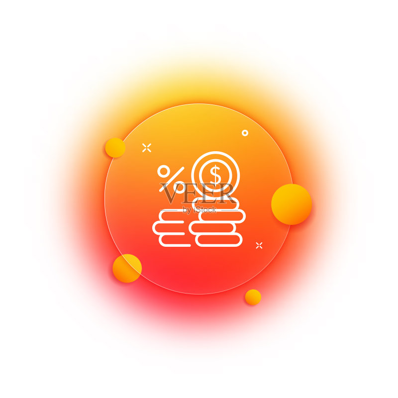 硬币线性图标，财务管理概念，玻璃拟态风格图标素材