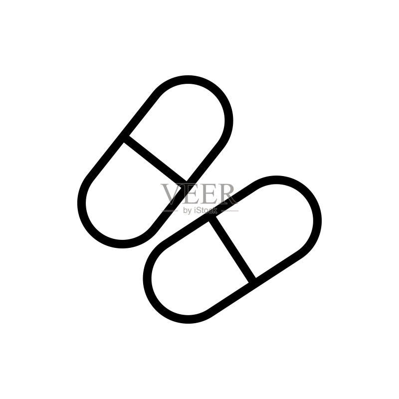 药丸图标插图。线条图标样式。与医疗保健相关的图标。简单的矢量设计可编辑。64 x 64像素完美图标素材