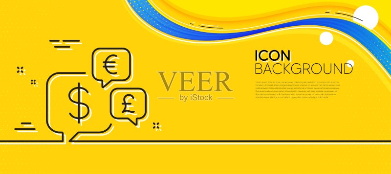 货币兑换线性图标：现金交易标志，极简黄色banner，矢量图标素材