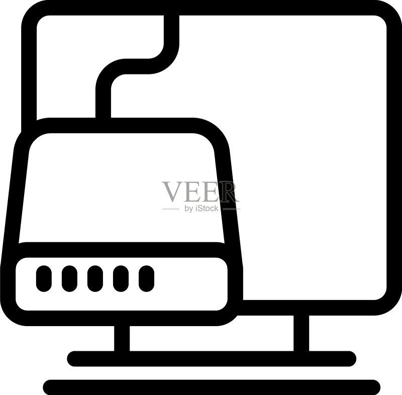 智能电视盒图标轮廓：Wi-Fi家庭网络图标素材