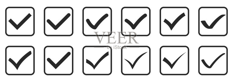 复选标记图标集矢量批准图标图标素材