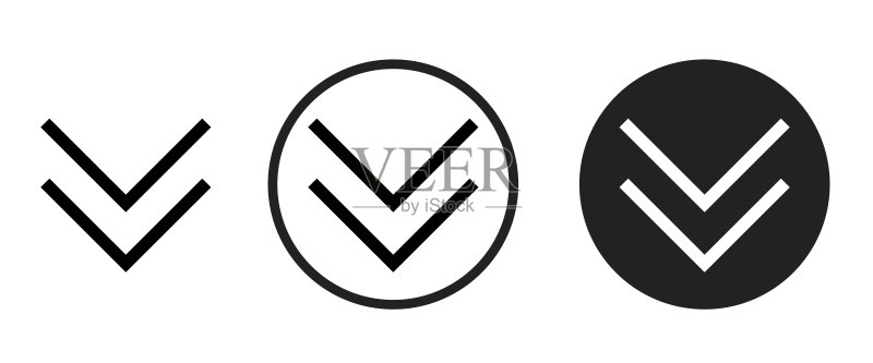 双下箭头图标集，网站矢量图标，适用于电脑和手机图标素材