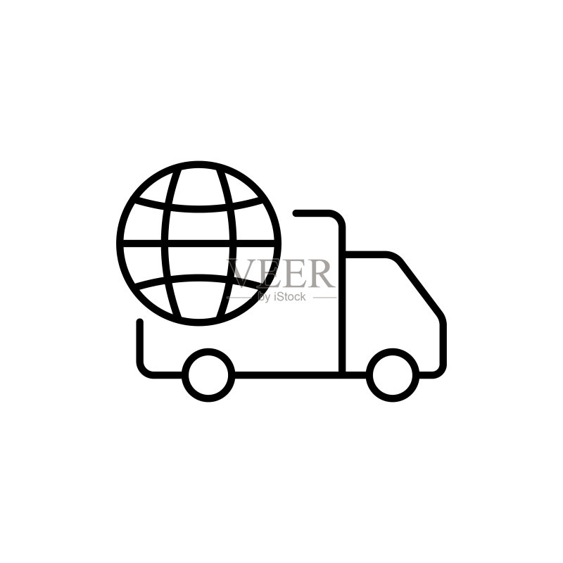 快递线性图标：产品安全、运输仓储和汽车运输图标素材