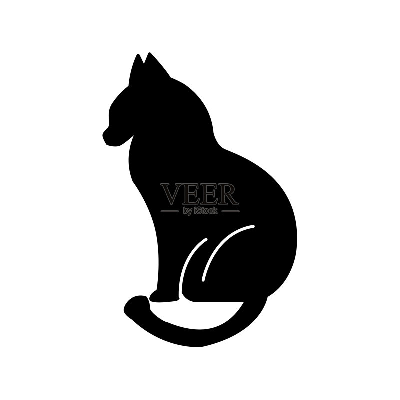 宠物猫咪图标剪影插画设计图标素材