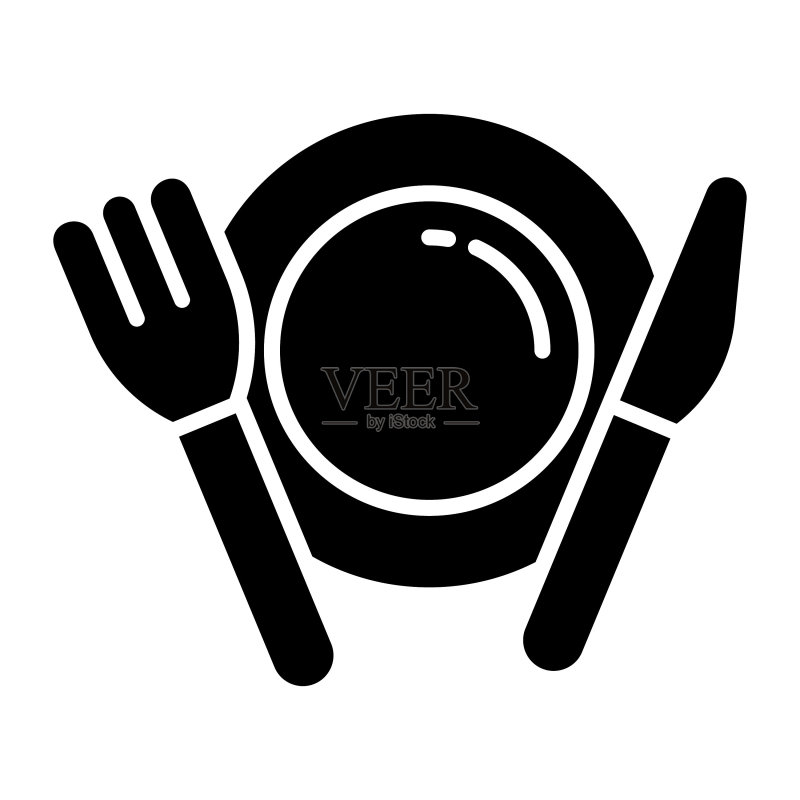 现代风格餐具用餐图标矢量图图标素材