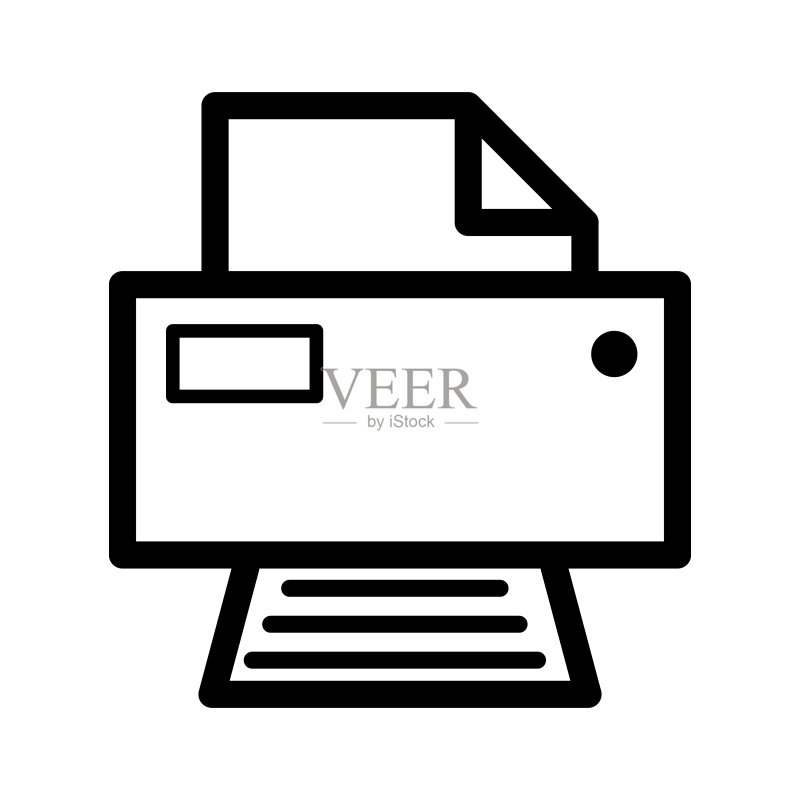 打印机文档Web图标，打印机技术扁平标志矢量图图标素材