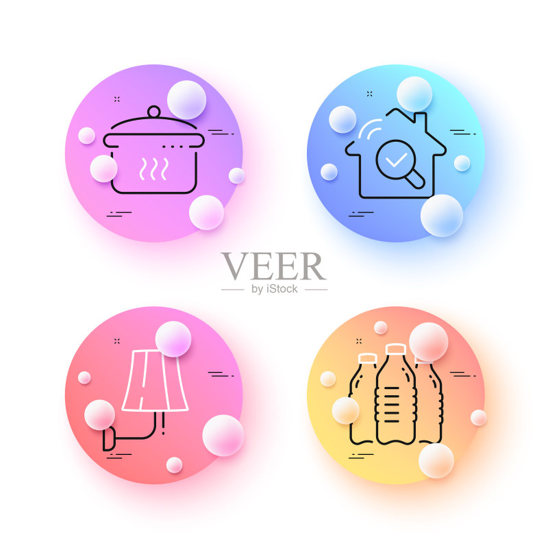 壁灯、水瓶与检查极简线条图标素材