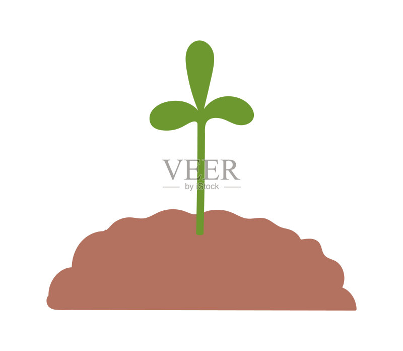 肥沃土壤中的植物扁平图标图标素材
