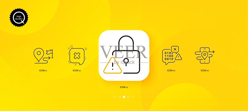 拒绝、二进制代码和锁最小线性图标矢量素材图标素材