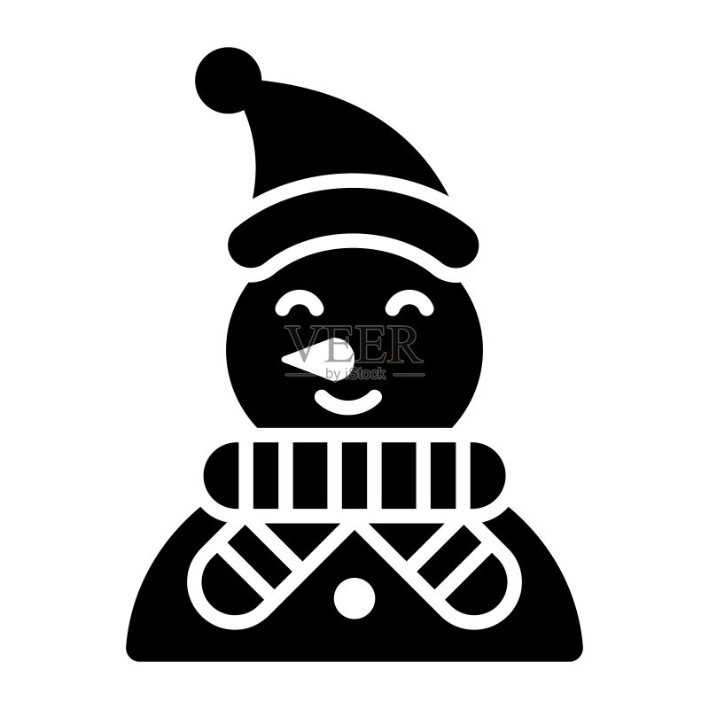 白色背景上的雪人矢量时尚图标图标素材