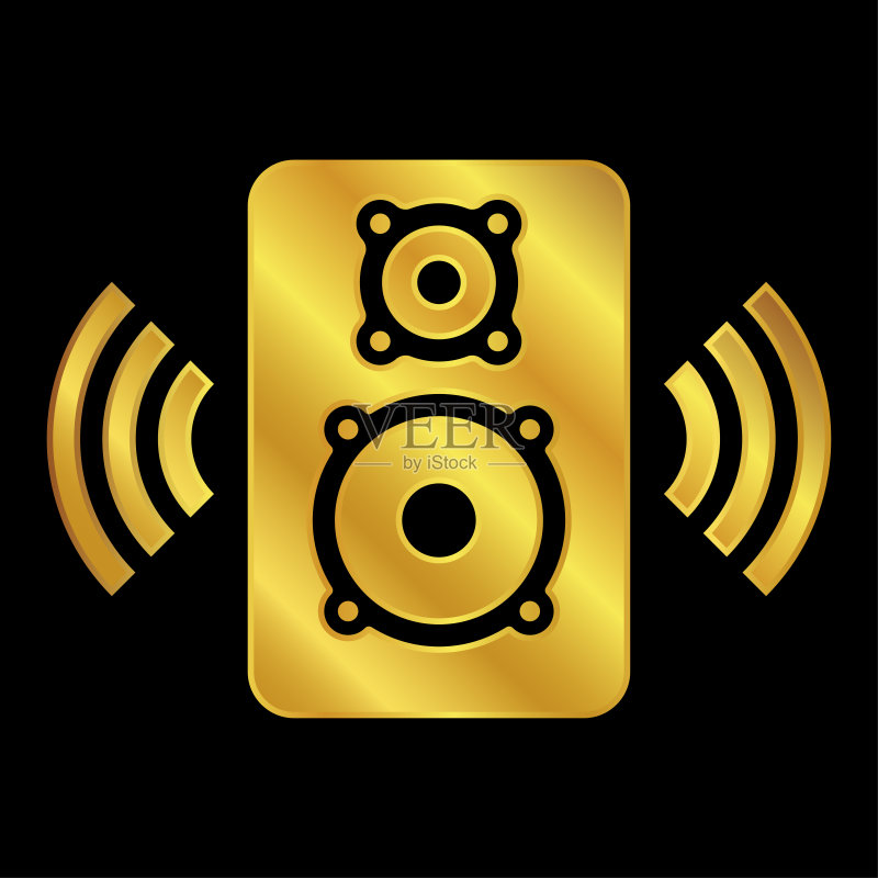 金色音乐扬声器图标矢量插图图标素材