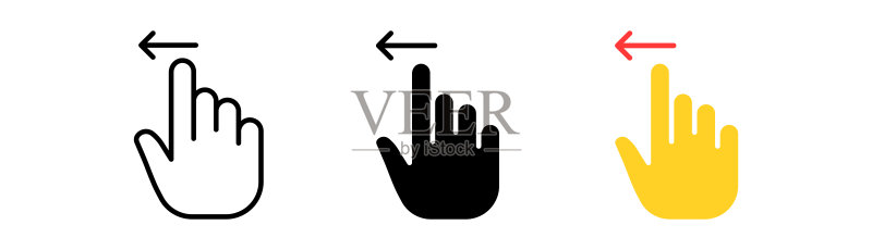 触控手势图标：手势、缩放、滑动、点击、箭头、时钟、沙漏等科技概念矢量图标图标素材
