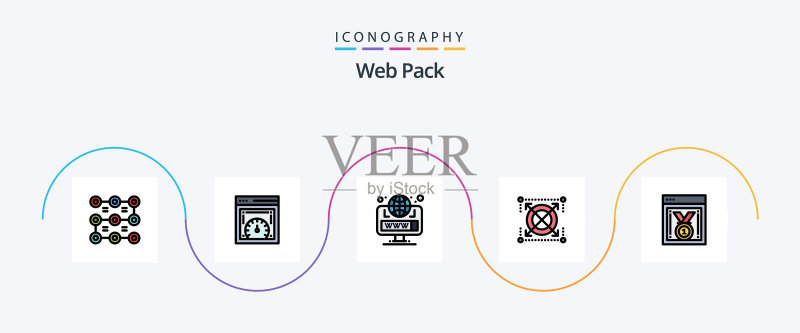 Web系列填充扁平风格5图标包图标素材