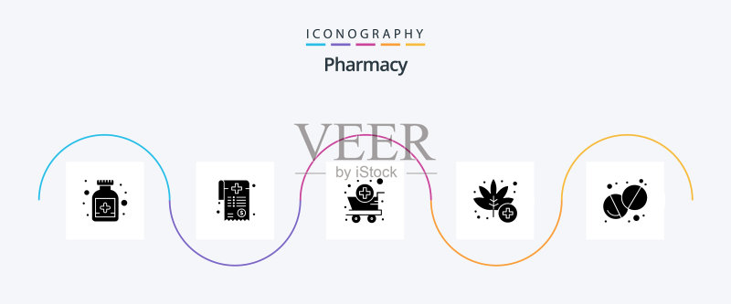 药房glyph 5图标包，包含药丸健康图标素材
