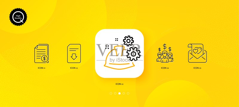 情书、财务文件和薪资员工极简线条图标矢量素材图标素材