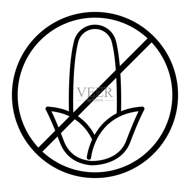 无玉米图标，与食物过敏原相关的图标，轮廓图标样式，简单的矢量设计可编辑图标素材