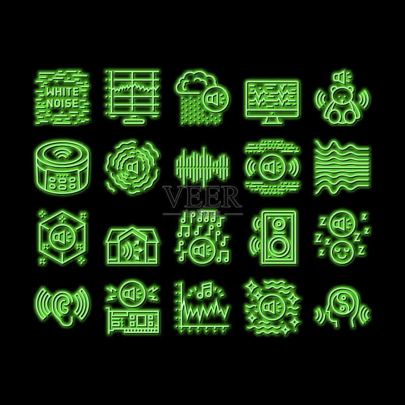 白色噪音听觉霓虹灯发光图标图标素材