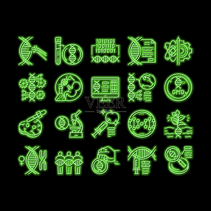 基因工程霓虹灯发光图标图标素材