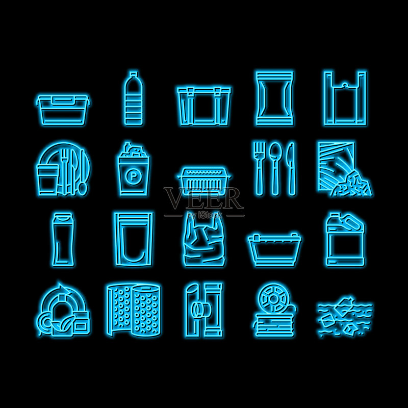 塑料配件和用具霓虹灯发光图标图标素材