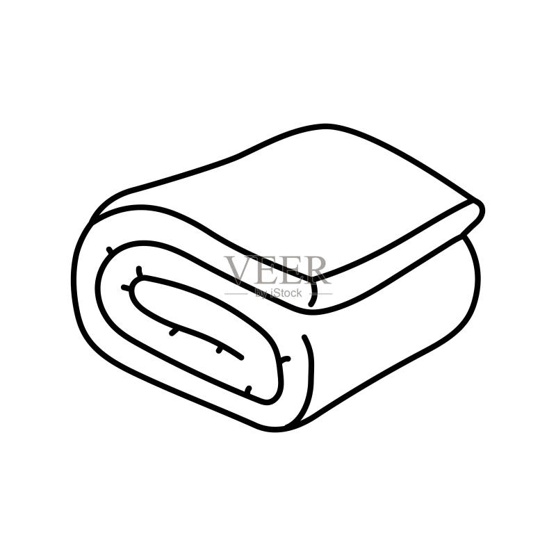 卧室毛毯内饰线条图标矢量图图标素材