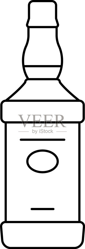 朗姆酒标志酒精符号玻璃瓶线条图标图标素材