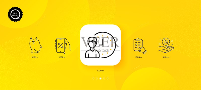 贷款百分比、压力和清单极简线条图标。适用于Web应用程序、印刷。矢量图图标素材
