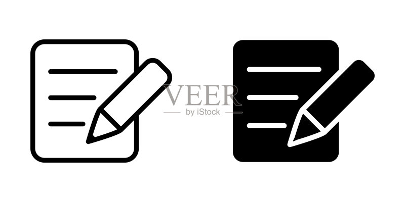 铅笔和纸张图标矢量图图标素材