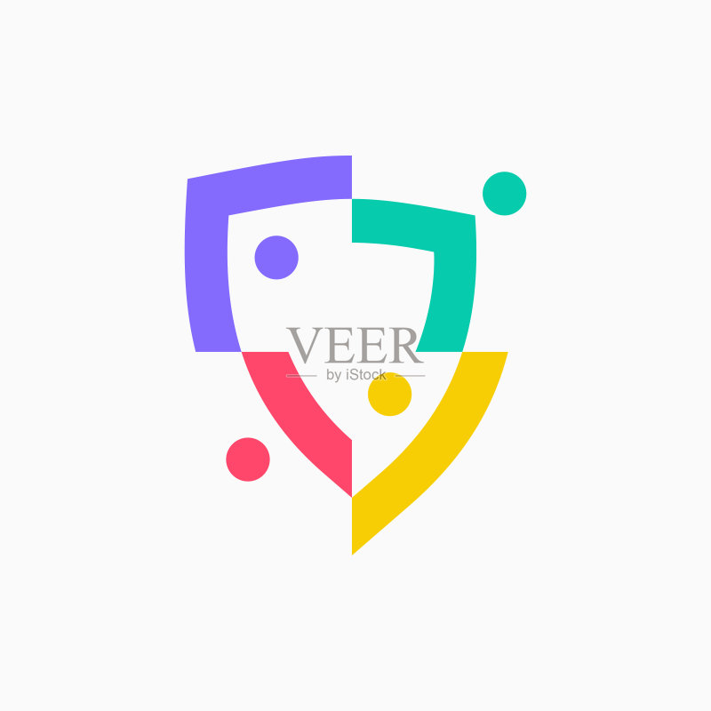 团队合作安全保障彩色矢量图标图标素材
